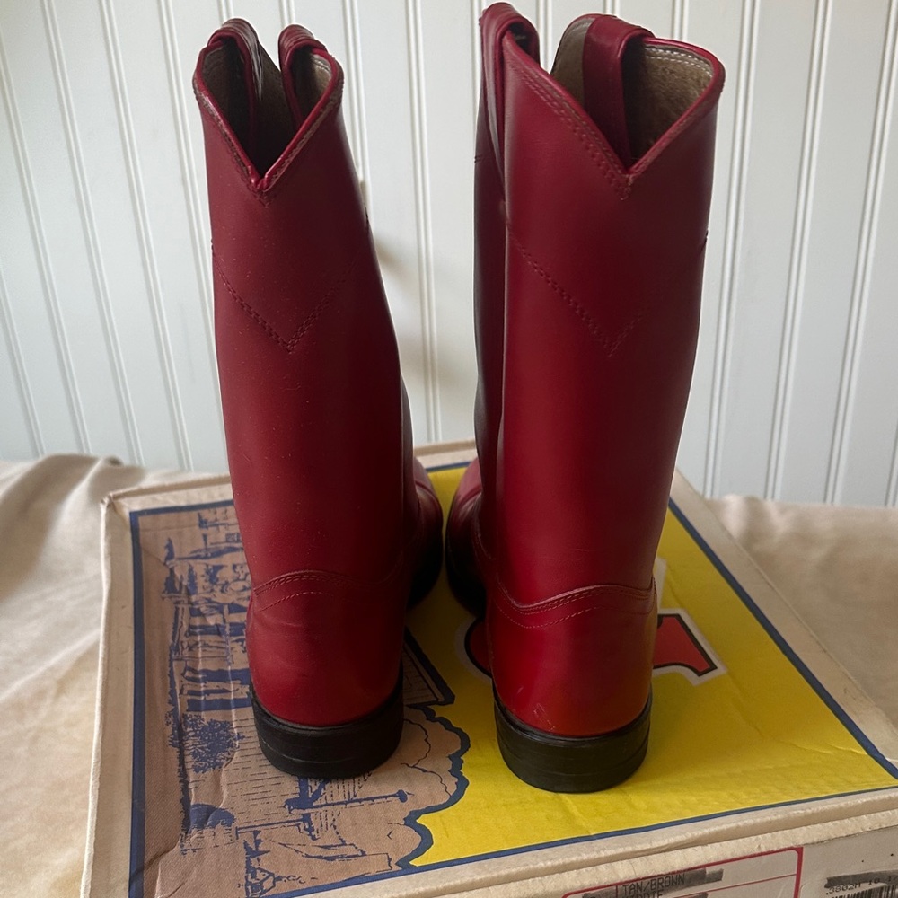 Justin Red Leather Women's Boots - Picture 3 of 7